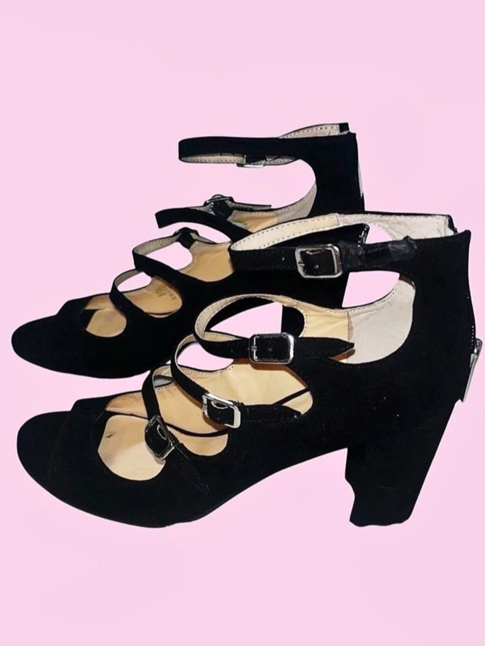 Unisa Calete Black Strappy Block Heel Sandals